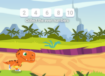 Help Draco the dinosaur sort even and odd numbers on his dash through a prehistoric landscape.