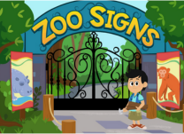 Help a boy fix the animal signs at the zoo by choosing the correct chunks to spell a multisyllabic word.