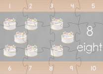 Piece together the jigsaw puzzle by placing numbers 1-10 in the correct order.