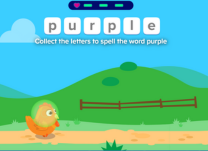 Help the chicken race across the farm, collecting the correct letters to spell words!