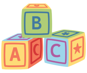 Colorful illustration of ABC blocks. 