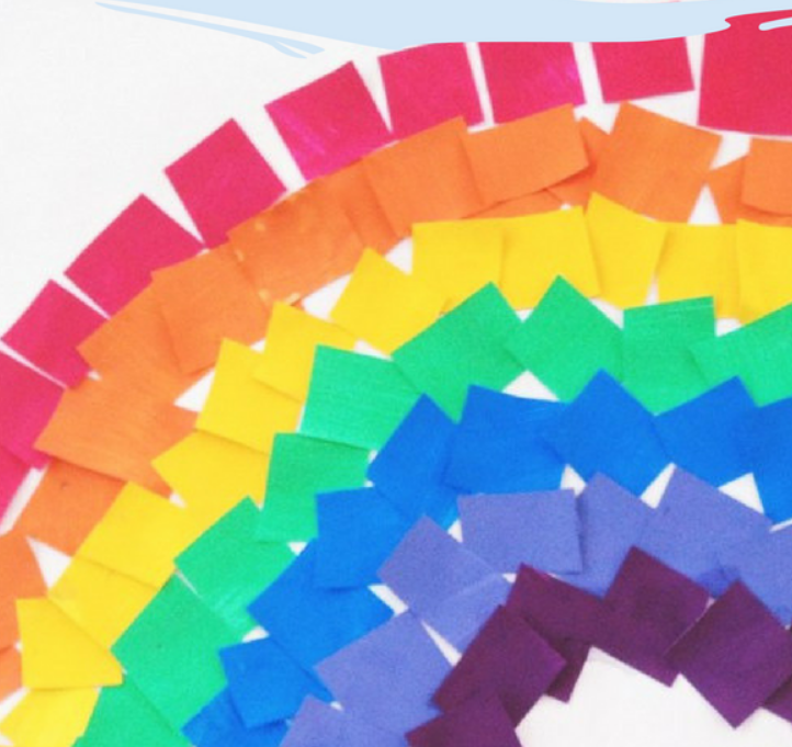 square rainbow craft made of different colored paper