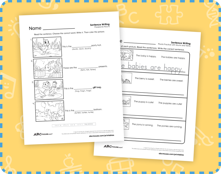 Free printable Parts of speech review worksheets for kids from ABCmouse.com. 