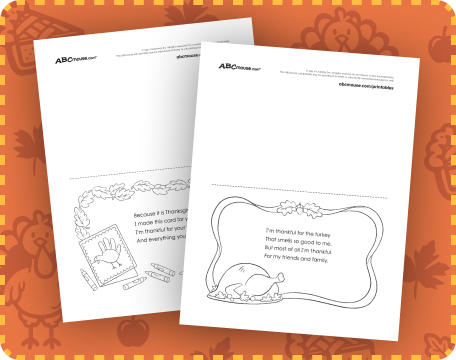 Printable Thanksgiving Greeting Cards from ABCmouse.com