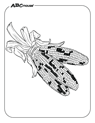Free printable coloring page of Thanksgiving husks of corn. 