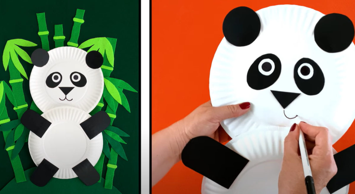 Drawing on the face of this fun paper plate panda craft from ABCmouse. 