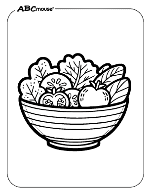 Free printable coloring page Thanksgiving bowl of salad. 