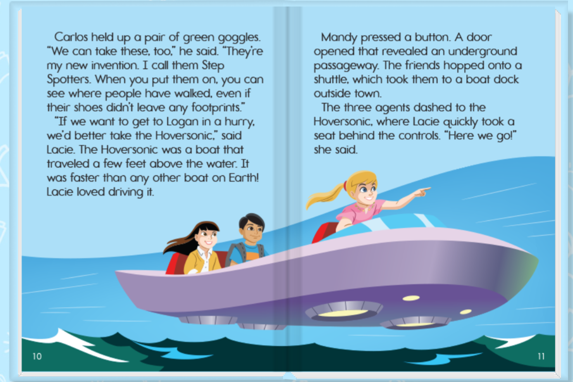 A page from the book 'Spy Force Kids to the Rescue' from the ABCmouse online reading library. 