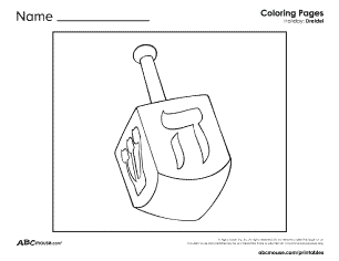 Hanukkah Dreidel free printable coloring page. 