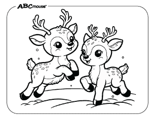 Free printable reindeer playing coloring page. 