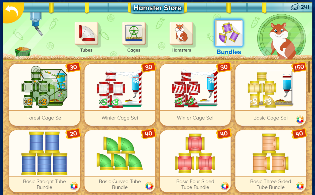 ABCmouse hamster store to buy items with tickets. 