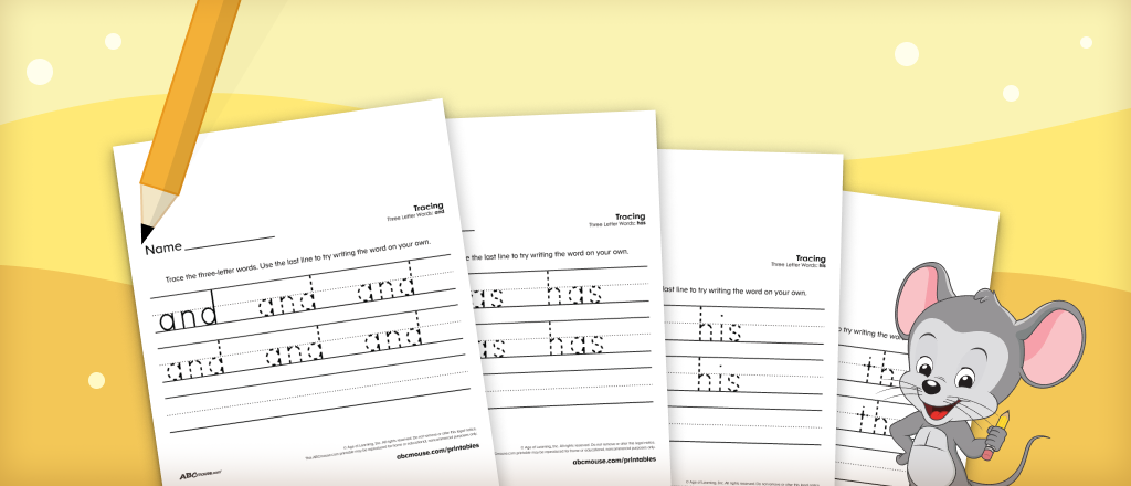 Three-Letter Word Tracing Worksheets for Kindergarten