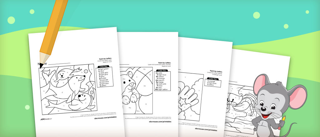 Free printable color by letter worksheets from ABCmouse.com. 