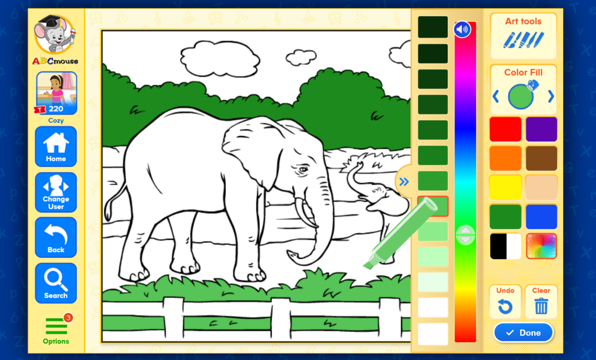 ABCmouse art pallet and fun art learning program. 