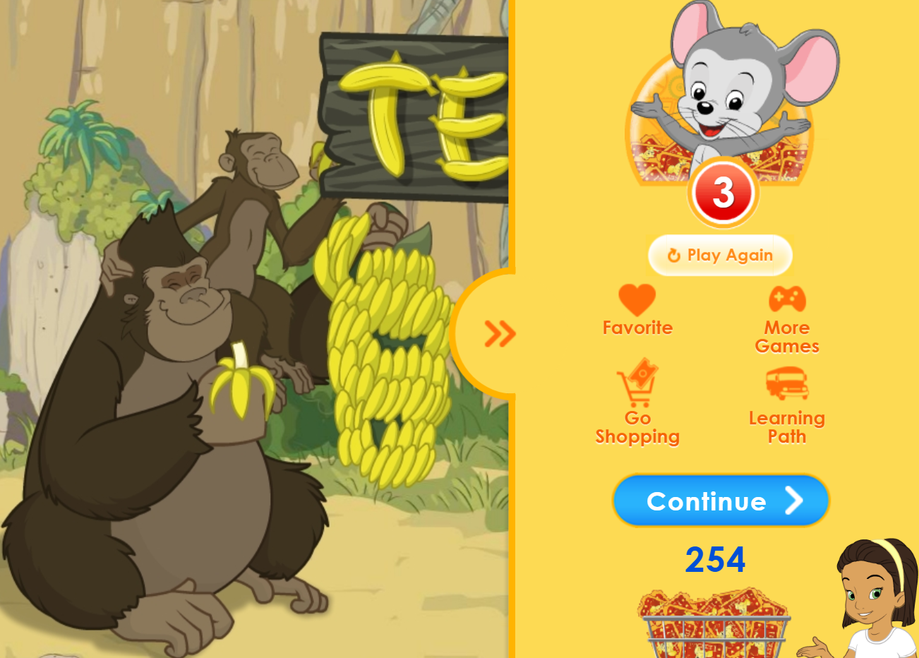 ABCmouse.com earning tickets for completing a game or activity. 