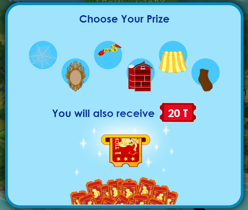 ABCmouse, earning tickets for achieving a milestone. 