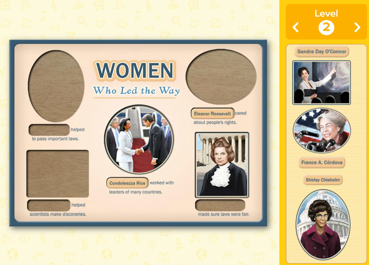 Women in history puzzle from ABCmouse.com. 