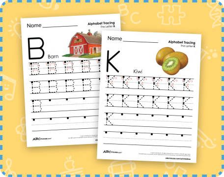 Uppercase Letter Tracing Worksheets free printables from ABCmouse.com.