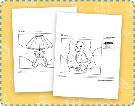 Free printable color by letter worksheets for beginners from ABCmouse.com. 