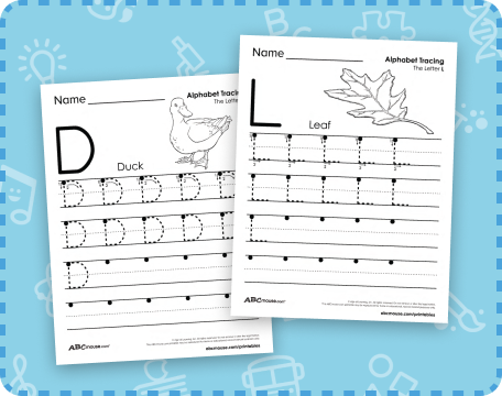 Uppercase letter tracing worksheets to print and color free from ABCmouse.com