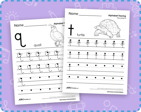 Lowercase letter tracking worksheets to print and color free from ABCmouse.com. 