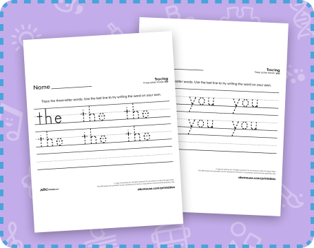 Free three letter sight word worksheets for kindergarten from ABCmouse.com. 