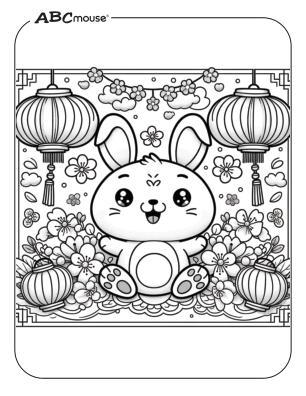 Free printable bunny rabbit coloring page from ABCmouse.com. 