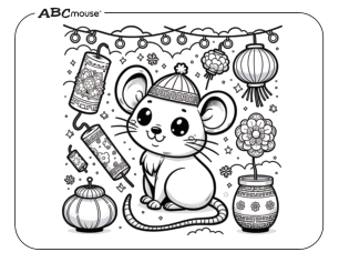 Free printable Lunar New Year coloring page of a rat from ABCmouse.com.  