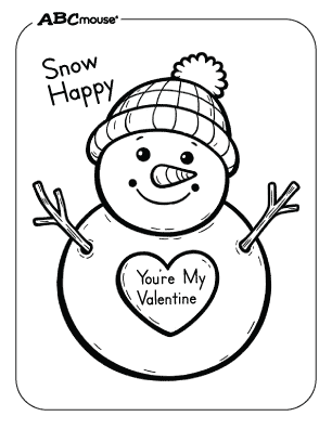 Snow Happy Youi're My Valentine. Free printable coloring page for kids. 