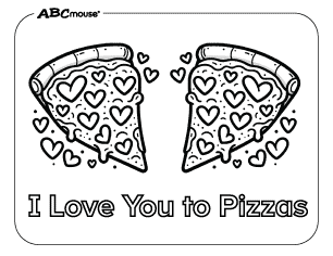 I love you to pizzas Valentine Free printable coloring page.