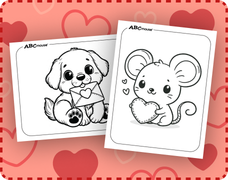 Free printable Valentines Day coloring pages from ABCmouse.com. 