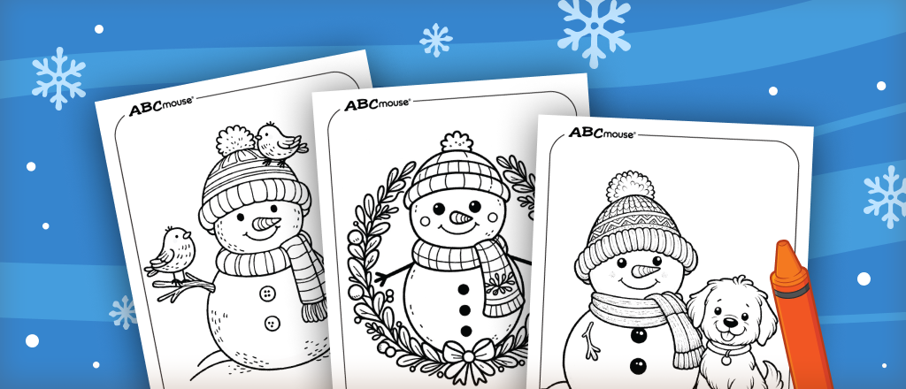 Free printable snowman coloring page from ABCmouse.com.