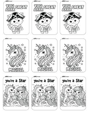 You arrr great, magical unicorn, and you're a star free valentine day printable cards from ABCmouse.com. 