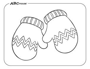 Free printable winter mittens coloring page from ABCmouse.com.