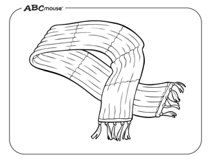 Free printable winter scarf coloring page from ABCmouse.com.