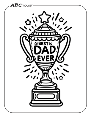 Best dad ever trophy. Free printable coloring page from ABCmoues.com. 