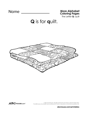 q is for quilt coloring page