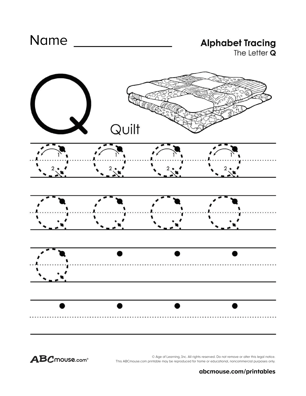 q is for quilt coloring page