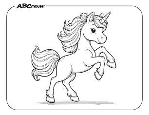 Free printable unicorn coloring page from ABCmouse.com. 