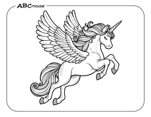 Free printable unicorn with wings coloring page from ABCmouse.com. 