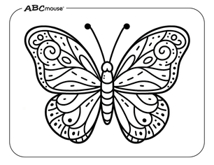 Simple butterfly. Free printable coloring page from ABCmouse.com. 