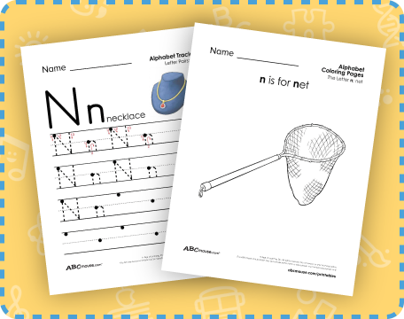 Free printable letter N worksheets for kids. 