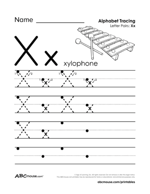 Free printable letter X worksheets for kids from ABCmouse.com. 