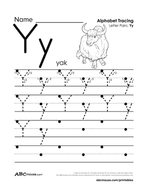 Free printable letter y worksheets from ABCmouse.com. 