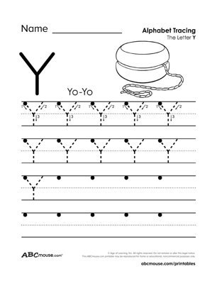 Free printable letter y worksheets from ABCmouse.com. 