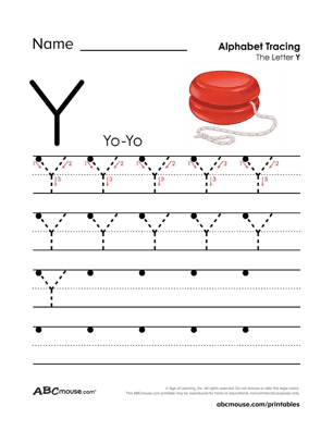 Free printable letter y worksheets from ABCmouse.com. 