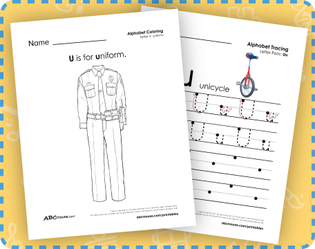 Free printable letter u worksheets for kids from ABCmouse.com. 