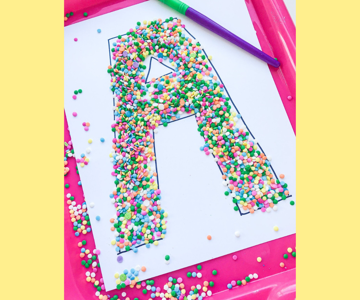 Letter A sprinkle craft for kids. 