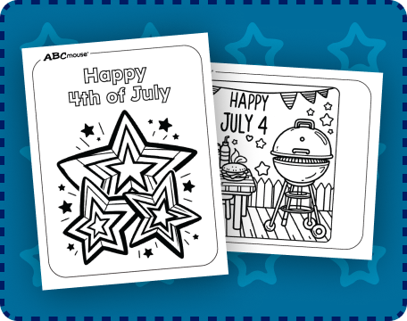 Free printable PDF 4th of July coloring pages. 