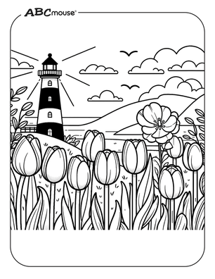 Free printable tulip coloring page from ABCmouse.com. 